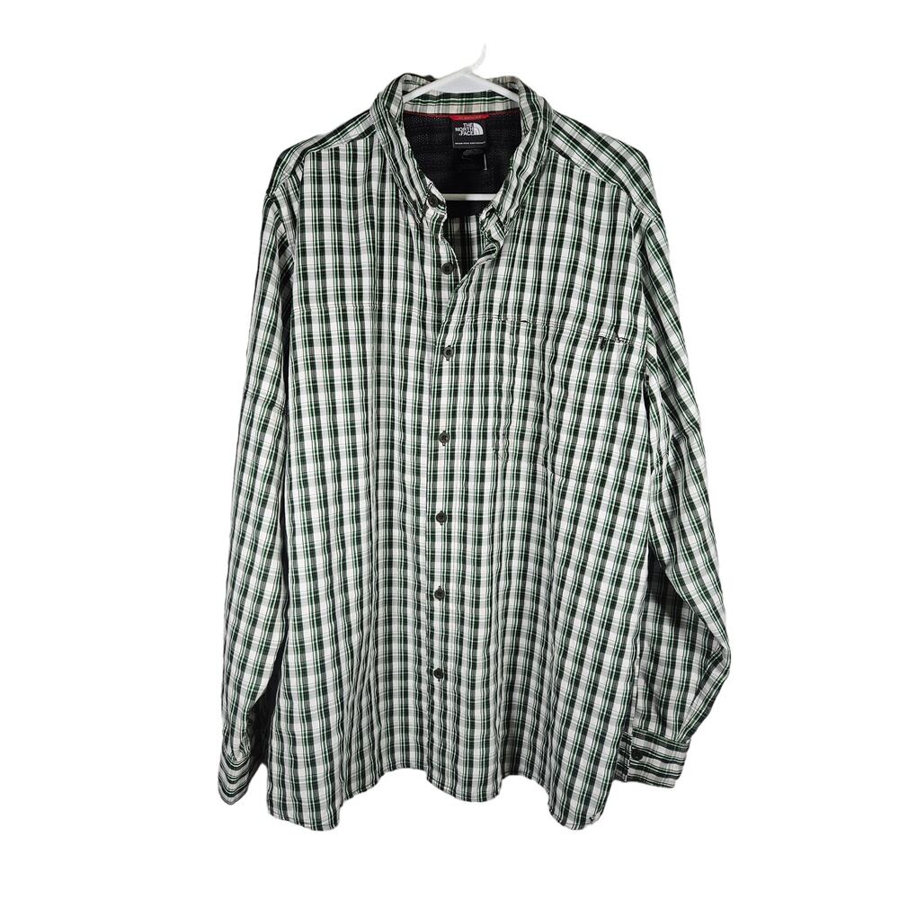 The North Face Men's XL‎ Button Down Shirt Green Black White Plaid